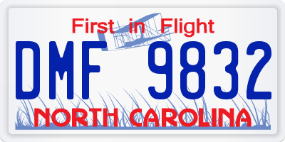 NC license plate DMF9832
