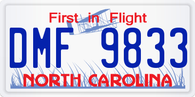 NC license plate DMF9833