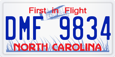 NC license plate DMF9834