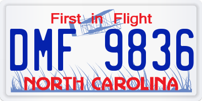 NC license plate DMF9836