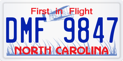 NC license plate DMF9847