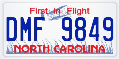 NC license plate DMF9849
