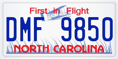 NC license plate DMF9850