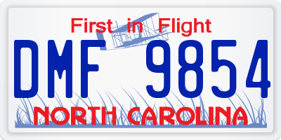 NC license plate DMF9854