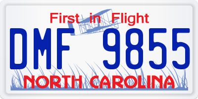 NC license plate DMF9855