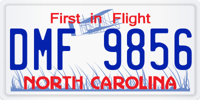 NC license plate DMF9856