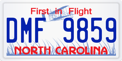 NC license plate DMF9859