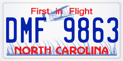NC license plate DMF9863