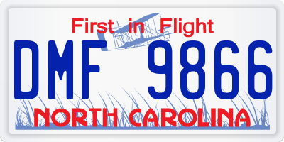 NC license plate DMF9866
