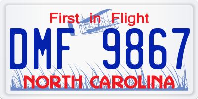 NC license plate DMF9867