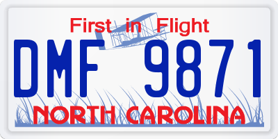 NC license plate DMF9871