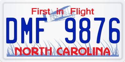 NC license plate DMF9876