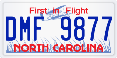 NC license plate DMF9877