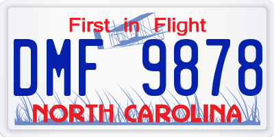 NC license plate DMF9878