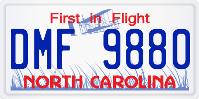 NC license plate DMF9880