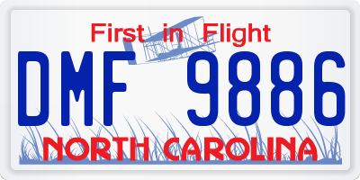NC license plate DMF9886