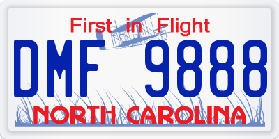 NC license plate DMF9888