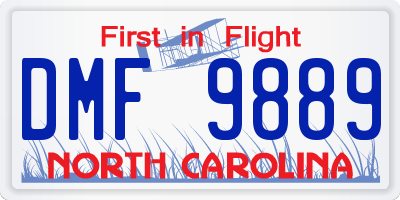 NC license plate DMF9889