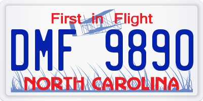 NC license plate DMF9890