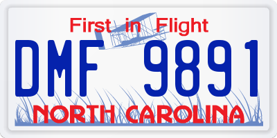 NC license plate DMF9891