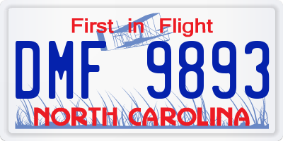 NC license plate DMF9893
