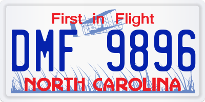 NC license plate DMF9896