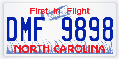 NC license plate DMF9898