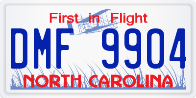 NC license plate DMF9904