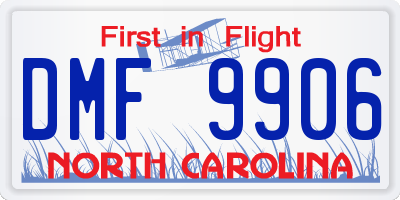 NC license plate DMF9906