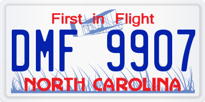 NC license plate DMF9907