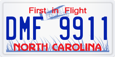 NC license plate DMF9911