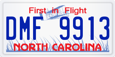 NC license plate DMF9913