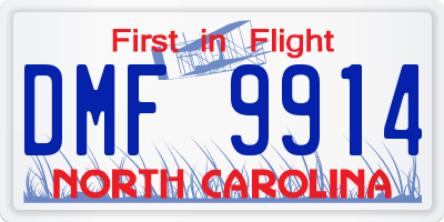 NC license plate DMF9914