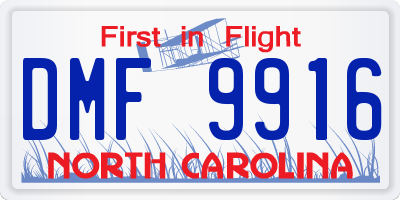 NC license plate DMF9916