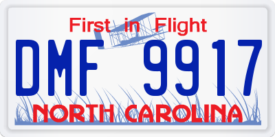 NC license plate DMF9917