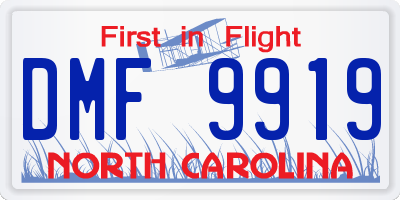 NC license plate DMF9919