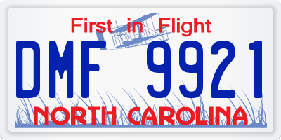 NC license plate DMF9921