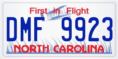 NC license plate DMF9923