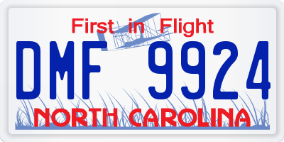 NC license plate DMF9924
