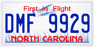 NC license plate DMF9929