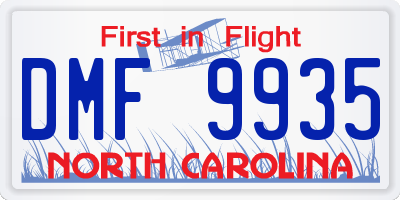 NC license plate DMF9935