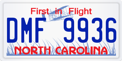 NC license plate DMF9936