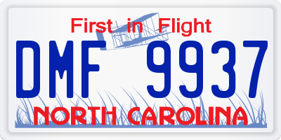 NC license plate DMF9937
