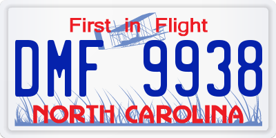 NC license plate DMF9938