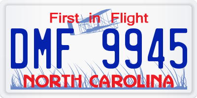 NC license plate DMF9945