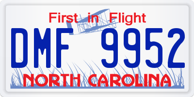 NC license plate DMF9952