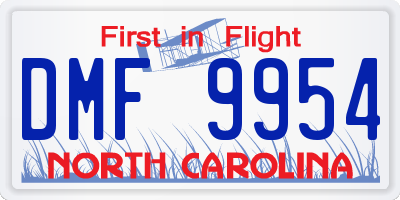 NC license plate DMF9954