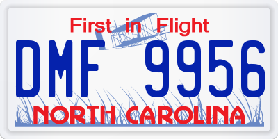 NC license plate DMF9956