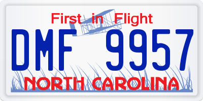 NC license plate DMF9957