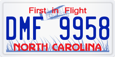 NC license plate DMF9958